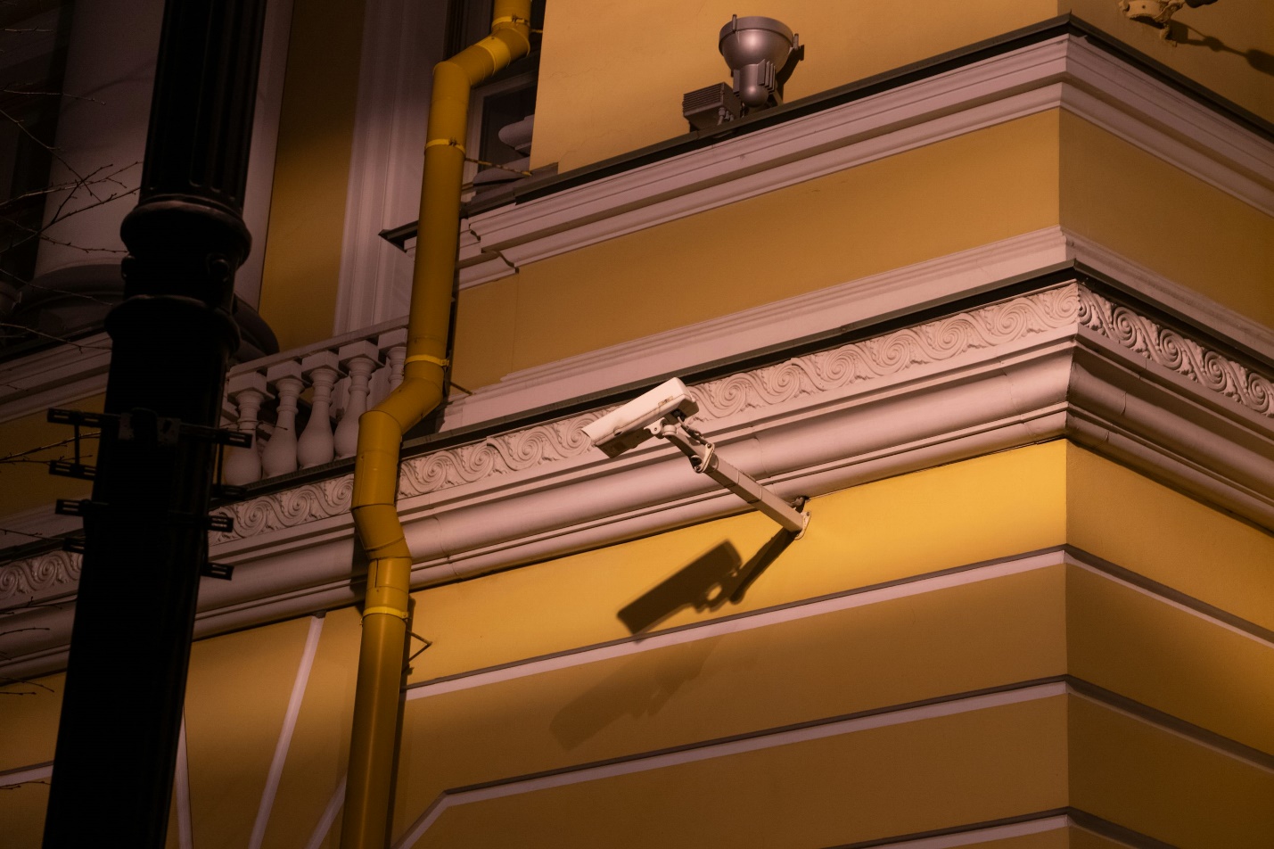 A camera as part of a security camera system installation