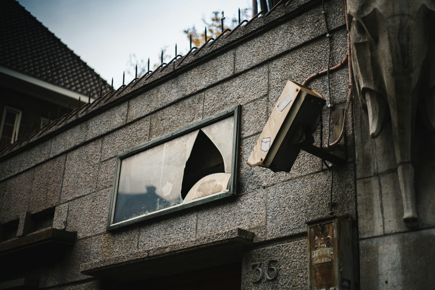 A camera on a dirty wall for home security camera installation 