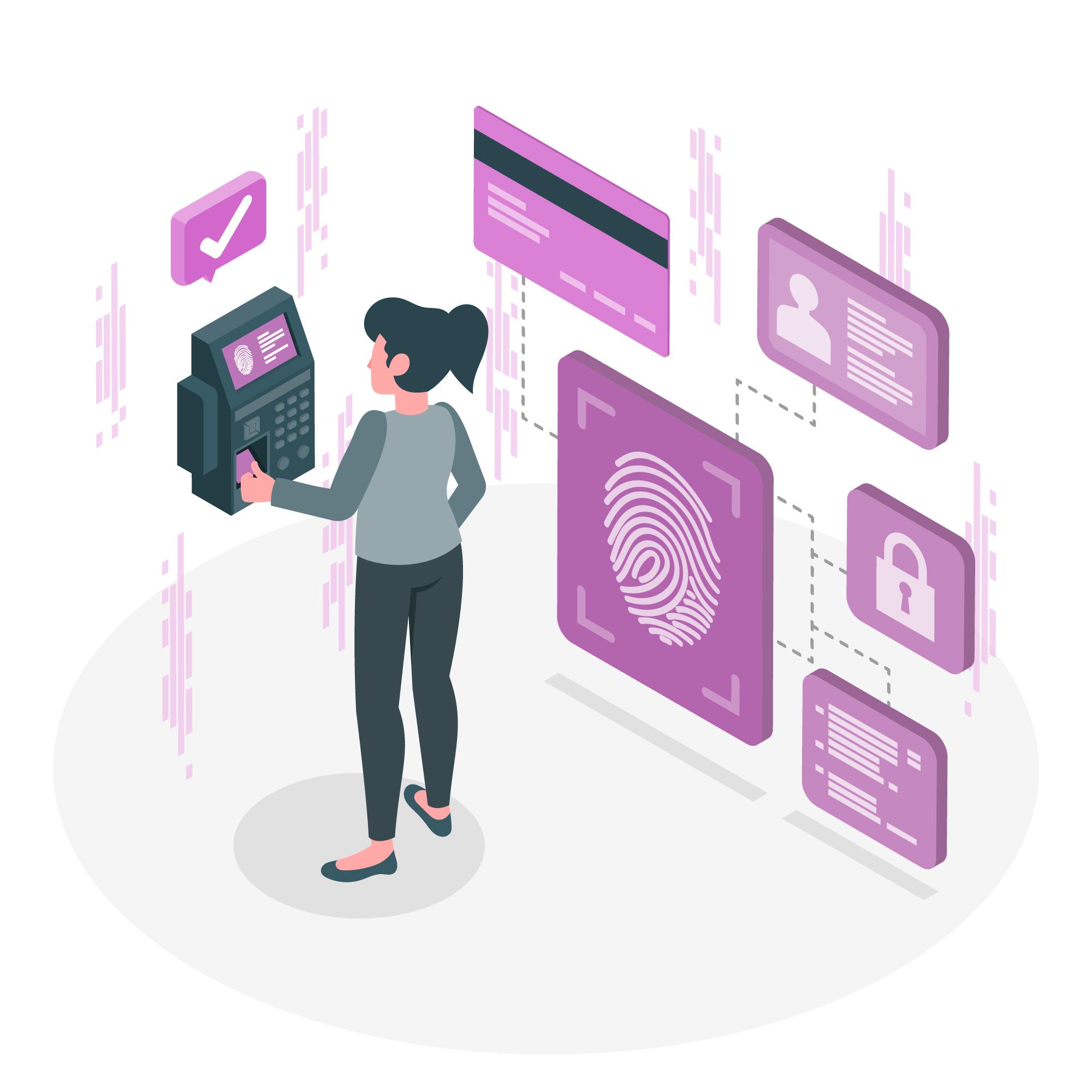 An illustration of a finger scan access control system for secure entry.