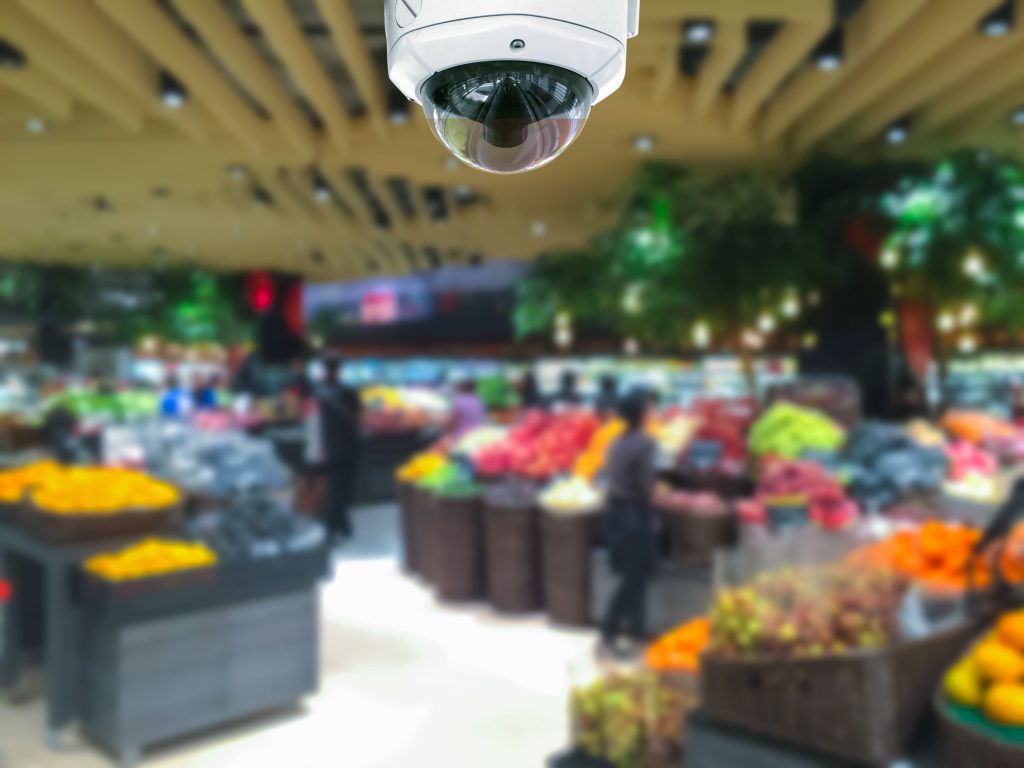 CCTV camera security in shopping mall