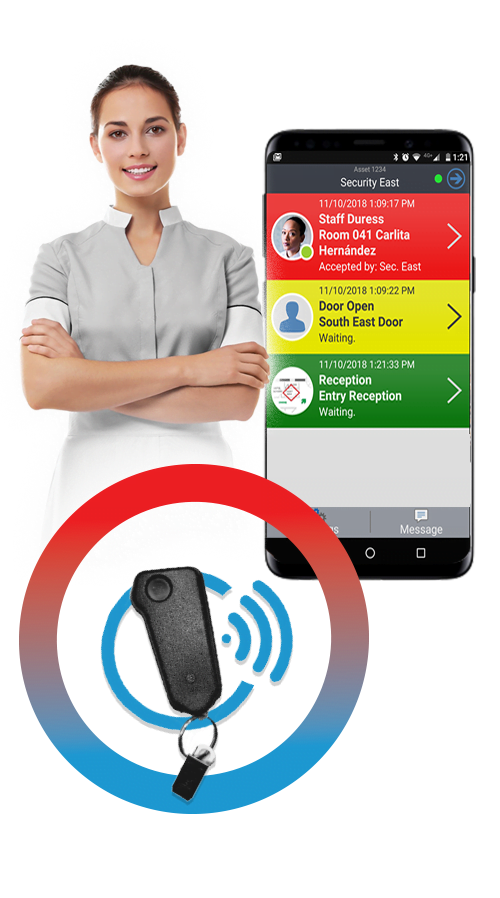 Panic button technology for hospitalty staff